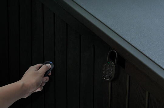 Key Fob unlocking Padlock on storage box